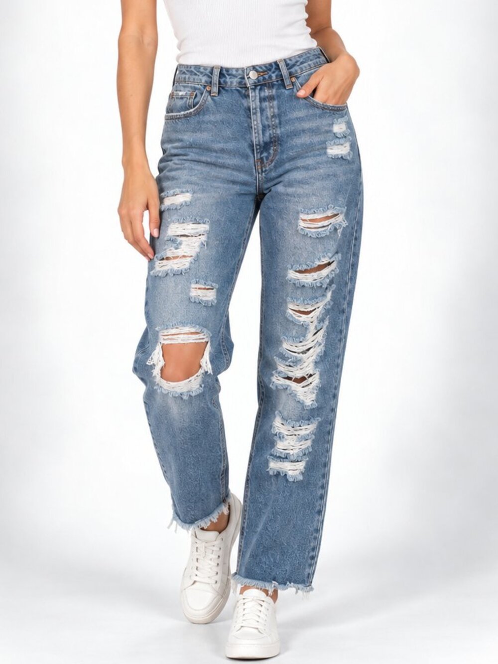 Vanilla Star 90s Boyfriend Jeans Size 17 High Rise Distressed Ripped Button Fly